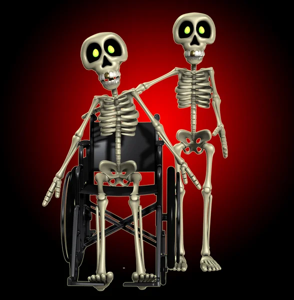 Skelett hilft einem behinderten Skelett — Stockfoto