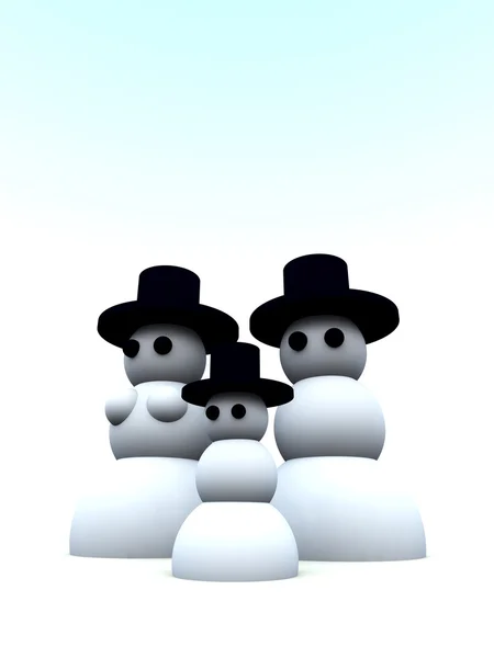 Familie von Schneemännern — Stockfoto