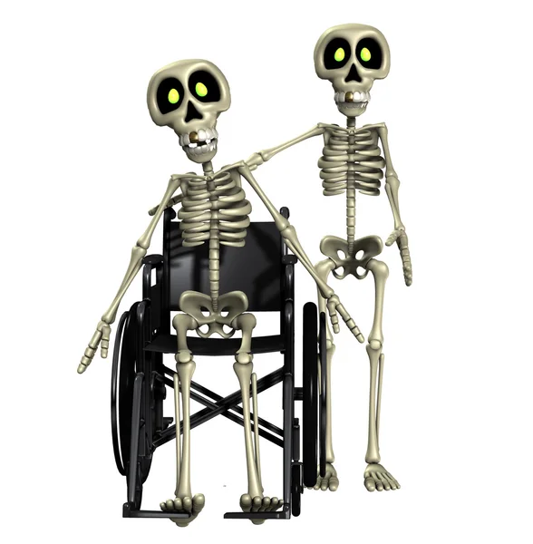 Esqueleto que ayuda a un esqueleto discapacitado — Foto de Stock