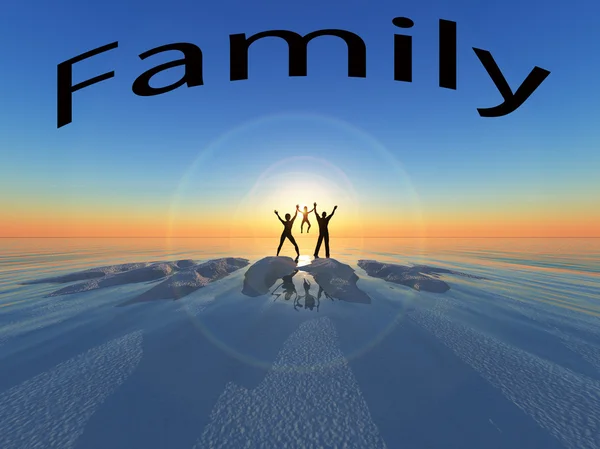 Sonnenaufgang der Familie — Stockfoto