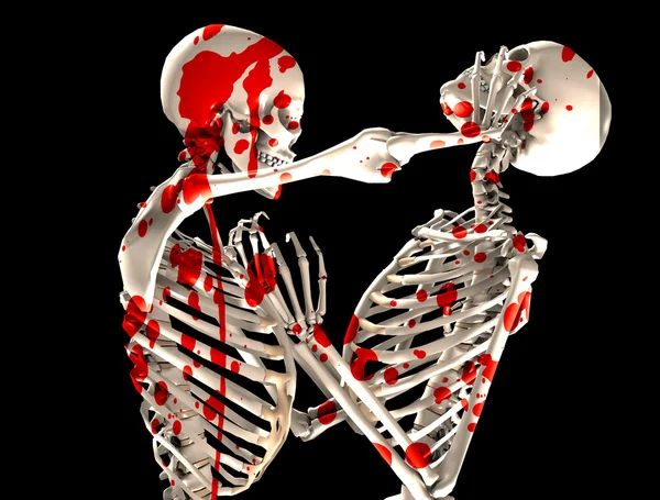 Esqueletos sangrientos de lucha —  Fotos de Stock