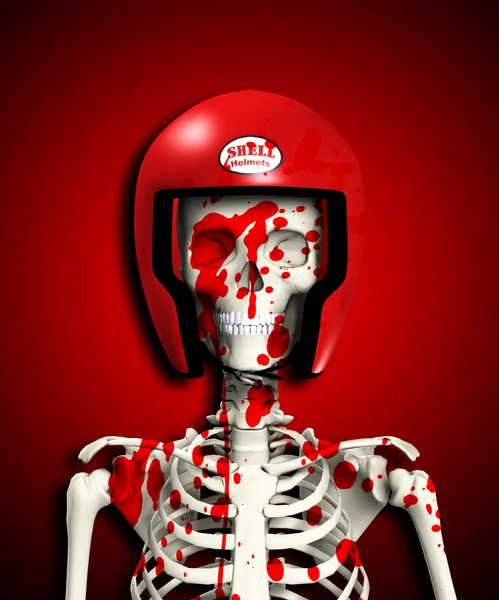 Bloody Skeleton In Protective Helmet — Stock Photo, Image