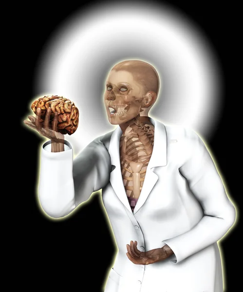 Cérebro na mão de X Rayed Doctor — Fotografia de Stock