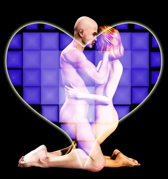 Nøgen mand og kvinder i kærlighed - Stock-foto
