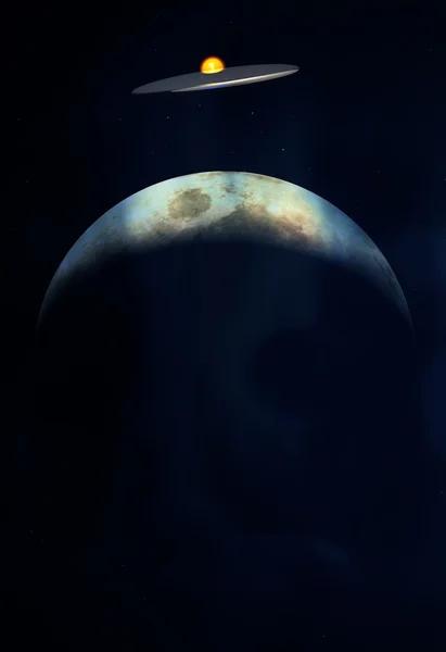 UFO a Hold ellen — Stock Fotó