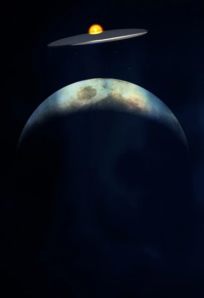 Ufo gegen den Mond — Stockfoto