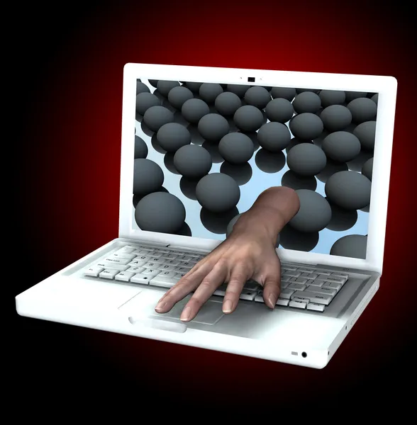 Hand Out Of Laptop — Stock Photo, Image