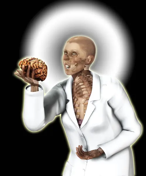 Brain In Hand Of X Rayed Doctor — Stock Photo, Image