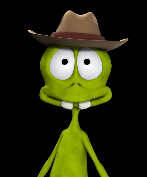 Alien in cowboy-hoed — Stockfoto