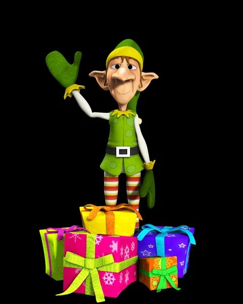 Elf with presents — Stock Photo, Image