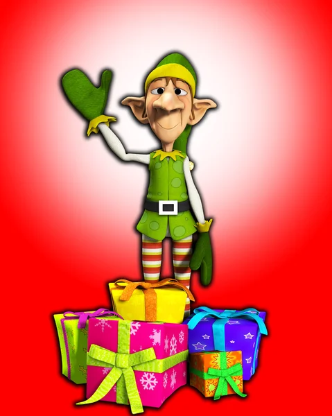 Elfo con regali — Foto Stock