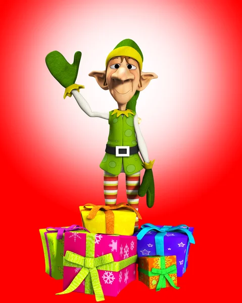 Elfo con regali — Foto Stock