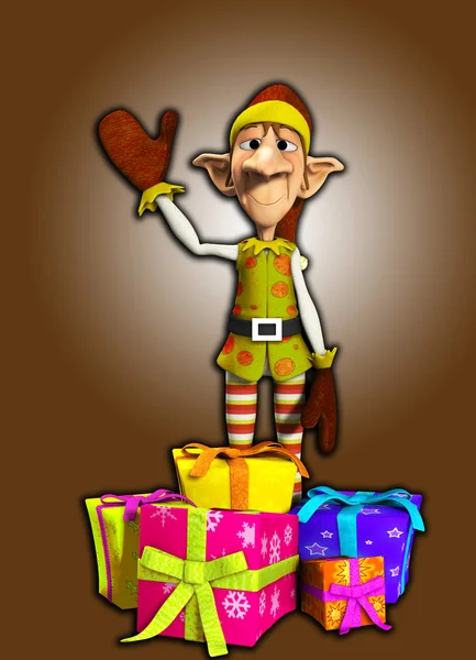 Elf with presents — Stock Photo, Image