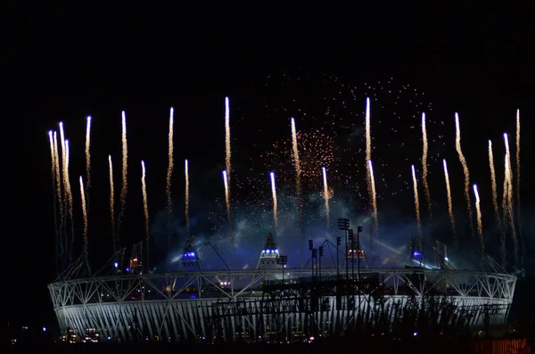 Olympic fireworks in Stratford London 12th August 2012 — Stock Photo, Image