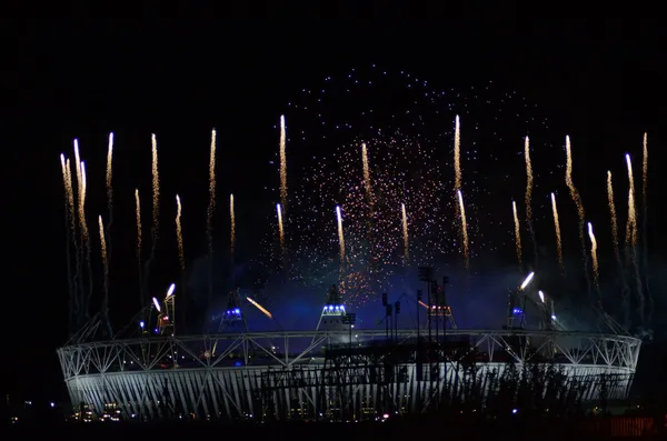 Olympic fireworks in Stratford London 12th August 2012 — Stock Photo, Image