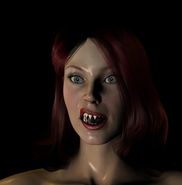 Sexy red haired vampire — Zdjęcie stockowe