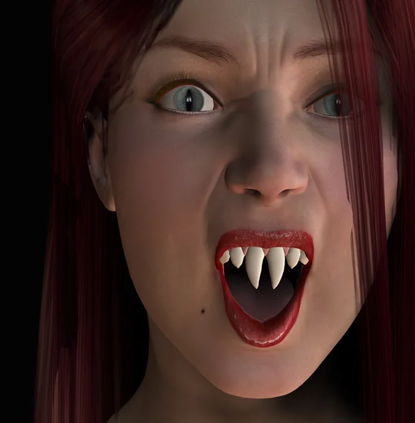 Sexy red haired vampire — Zdjęcie stockowe