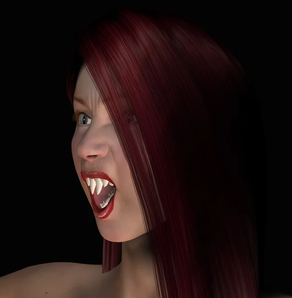 Sexy red haired vampire — Zdjęcie stockowe