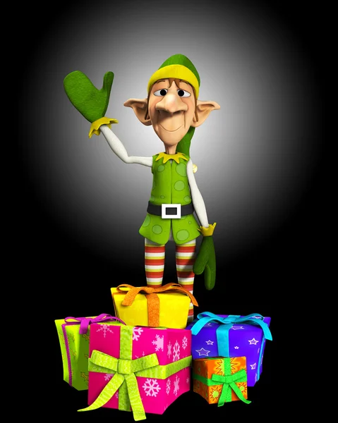 Elfo com presentes — Fotografia de Stock