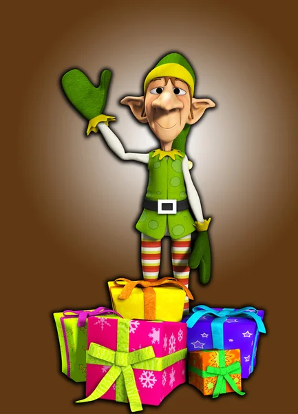 Elf With Presents — Stock Photo, Image