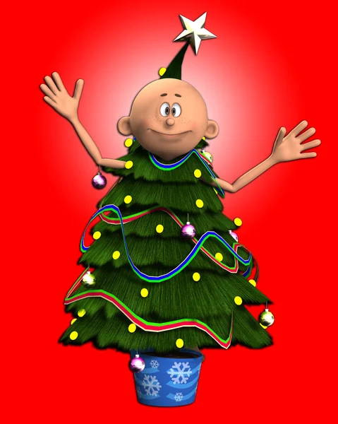 Man Christmas Tree — Stock Photo, Image