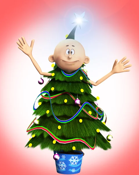 Man Christmas Tree — Stock Photo, Image