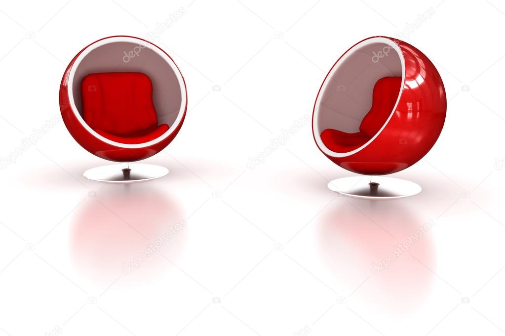 Two red ball chairs
