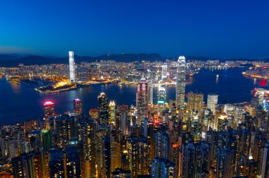 Hong kong şehir gece