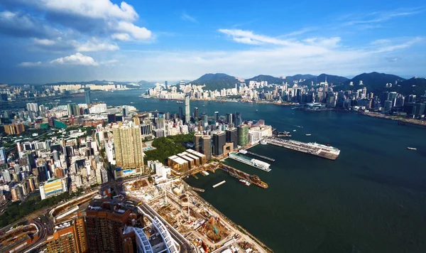 Aerial view of Hong Kong harbor — Stock Photo, Image