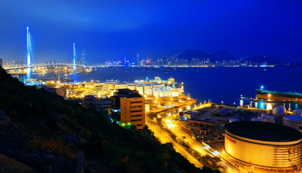 Oil tanks at night — Stock Photo, Image