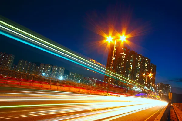 Modern city traffic at night — Stock Photo, Image
