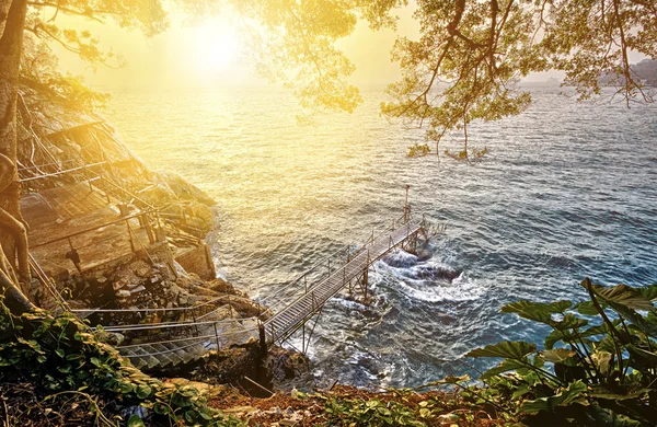 Sunset in hong kong Bathing pavilion — Stock Photo, Image