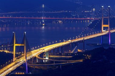 Tsing ma bridge, gece, hong kong işareti