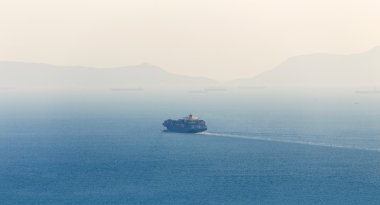 Yalnız kargo konteyner gemisi denizde