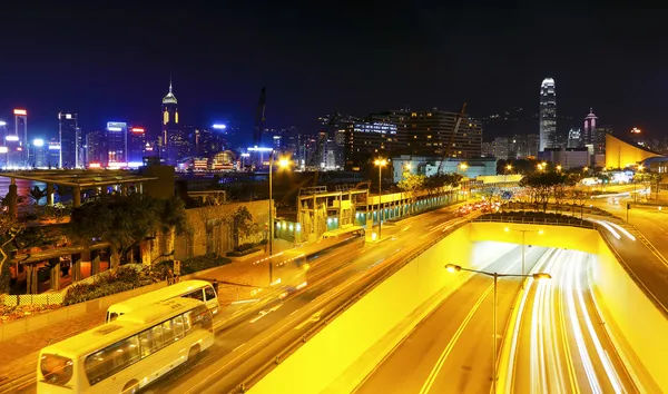 Modern city traffic at night — Stock Photo, Image