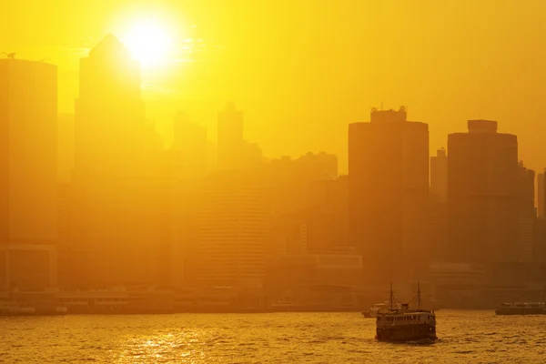 Красиві hongkong міський пейзаж на заході сонця (Гонг Конг) — стокове фото