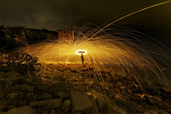 スチール ウール花火の燃焼 — ストック写真