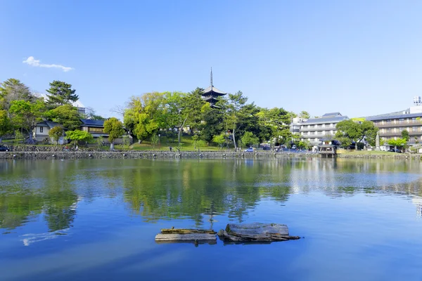 Nara, japan op sarusawa vijver. — Stockfoto