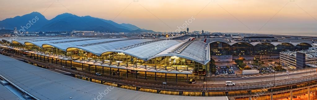 hong kong international airport sunset
