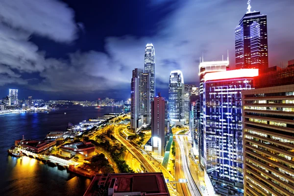 Hong Kong Skylines notte — Foto Stock