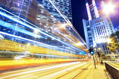 Hong kong modern şehir yüksek hızlı trafik