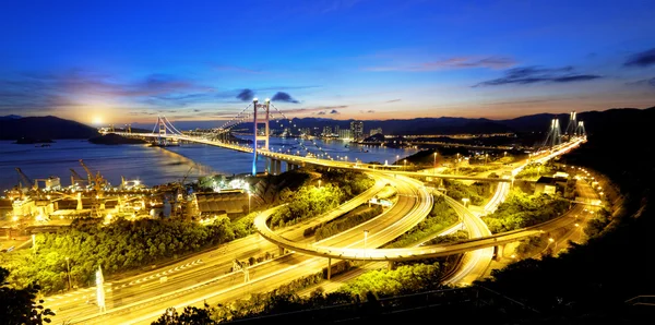 Tsing ma bridge slunce — Stock fotografie