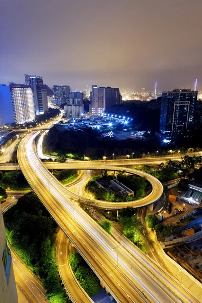 Hongkong światła drogowe trasy — Zdjęcie stockowe