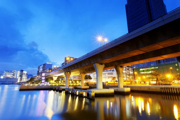 Hongkong stad solnedgång — Stockfoto