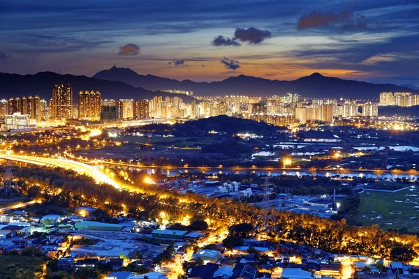 Hong kong yuen uzun şehir günbatımı — Stok fotoğraf