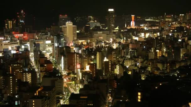 Kobe på natten — Stockvideo