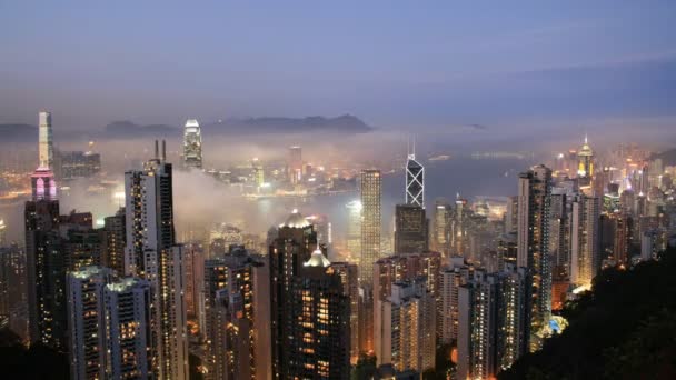 Sonnenuntergang über der Skyline von Hongkong — Stockvideo