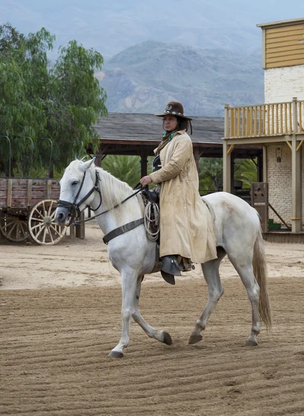 Cowboy cavalcando il suo cavallo — Foto Stock