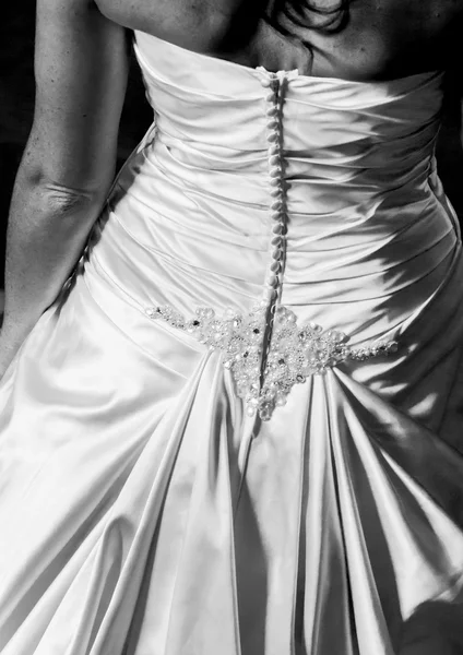 Close up of a Brides wedding dress — Stock Photo, Image