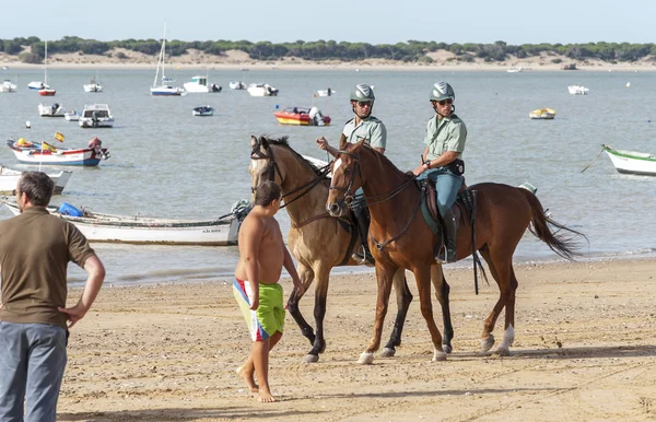 Sanlucar de barrameda strand paardenrennen 8 augustus 2013 — Stockfoto